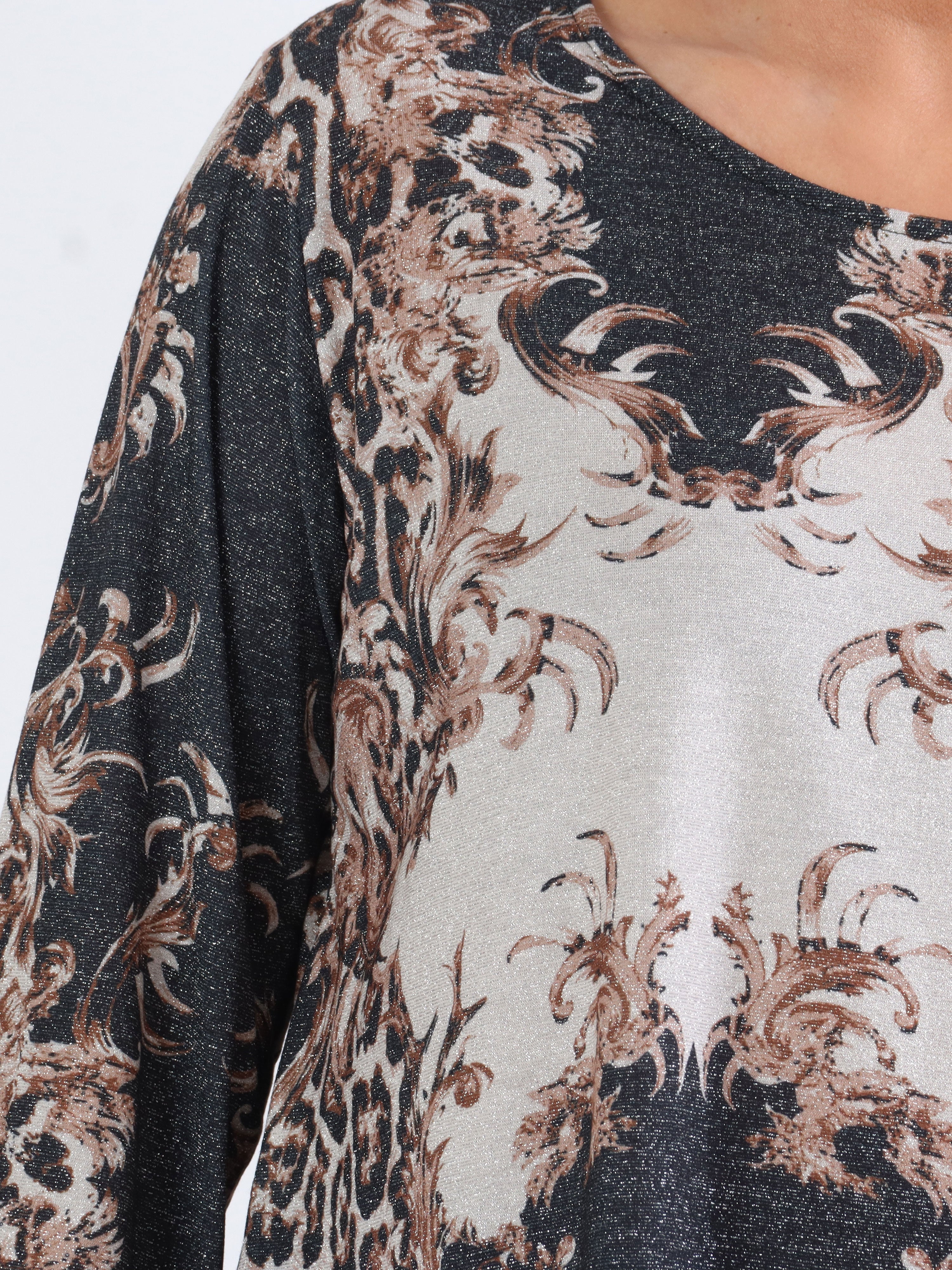 Paula - Glitterblus med leopardmönster i stora storlekar